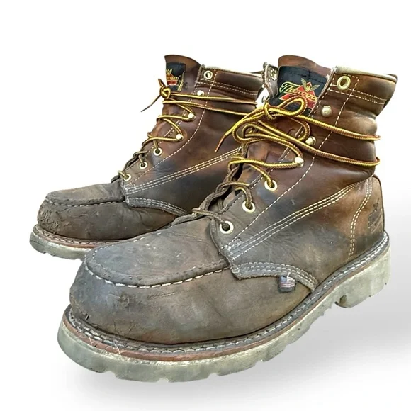 Thorogood Safety Toe American Heritage 6" Crepe Sole Work Boots size 9 2E Steel - Picture 11 of 16